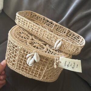 NWT RARE Anthropologie Handwoven Bathroom Vanity Set